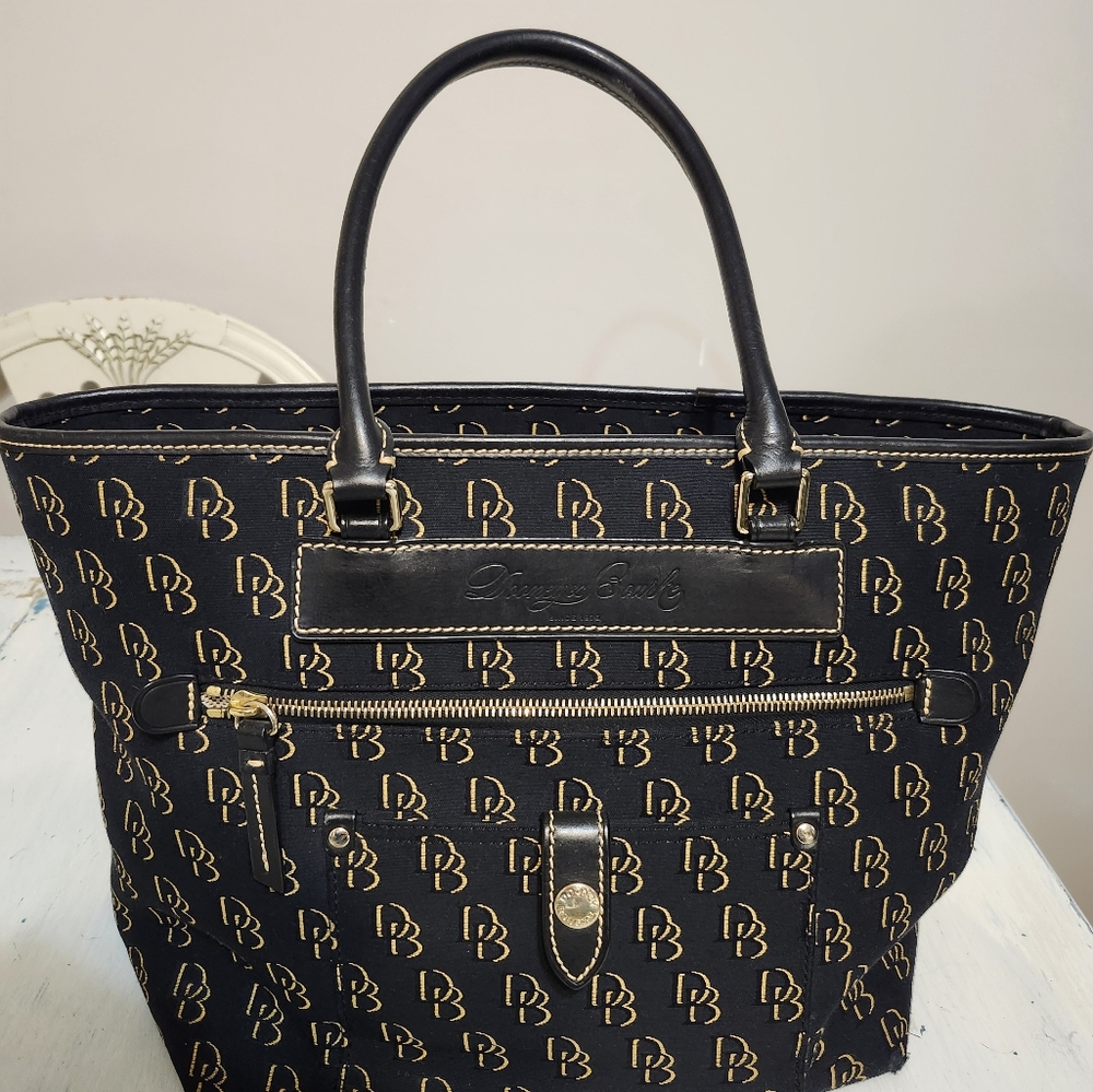 Dooney & Bourke Black and Gold Signature Shoulder Bag